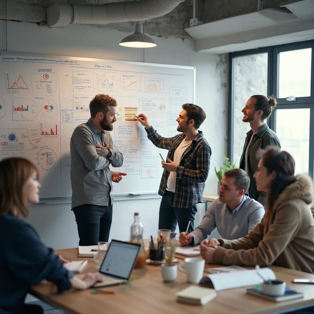 Equipo en una sesión de brainstorming